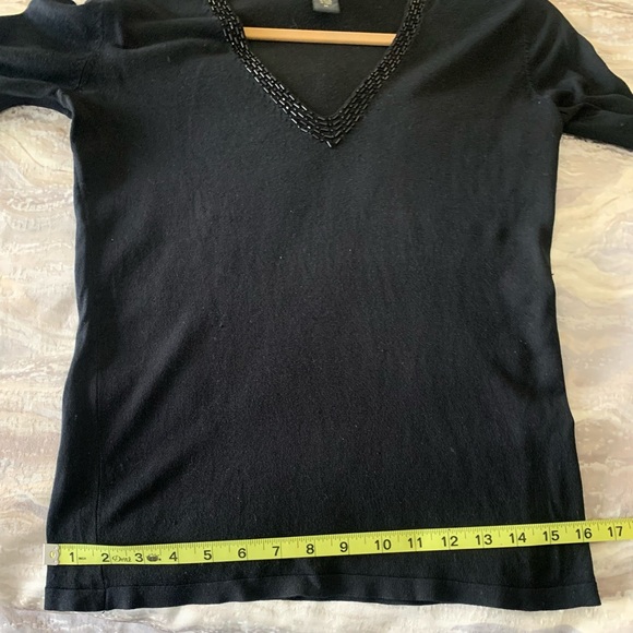 Banana Republic Black Sequin Trim V-Neck Sweater - Picture 8 of 8